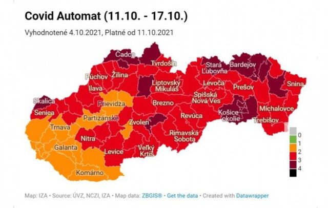 Okres Ružomberok si pohoršil, bude bordový