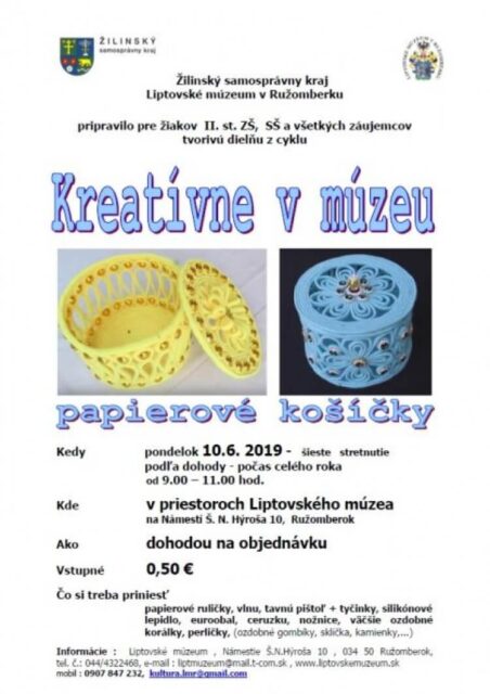 KREATÍVNE V MÚZEU: PAPIEROVÉ KOŠÍČKY