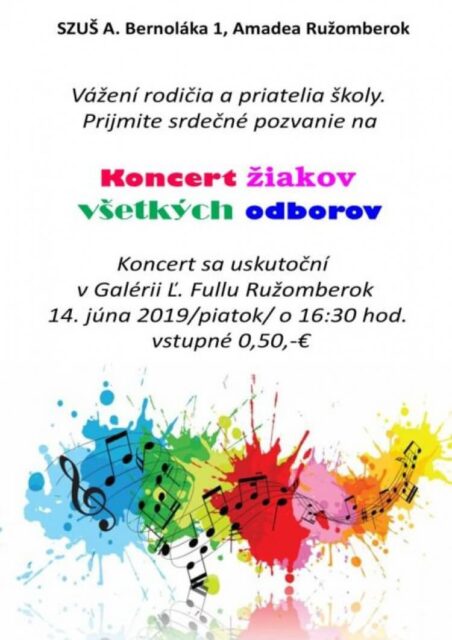 KONCERT ŽIAKOV VŠETKÝCH ODBOROV SZUŠ AMADEA
