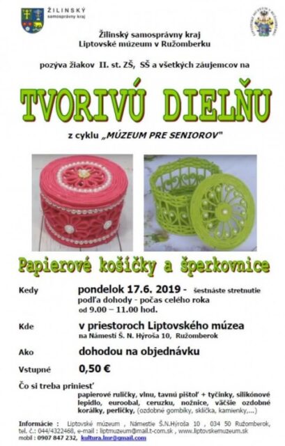 MÚZEUM PRE SENIOROV: PAPIEROVÉ KOŠÍČKY A ŠPERKOVNICE
