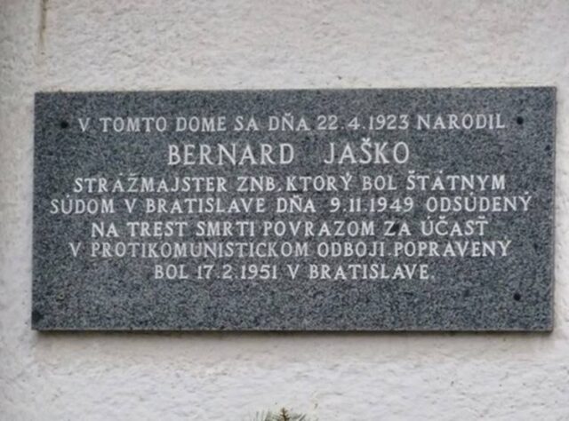Spomienka na černovského rodáka B. Jaška