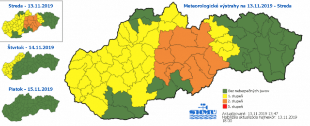 Meteorológovia vyhlásili výstrahu pred dažďom, druhá vlna príde večerom
