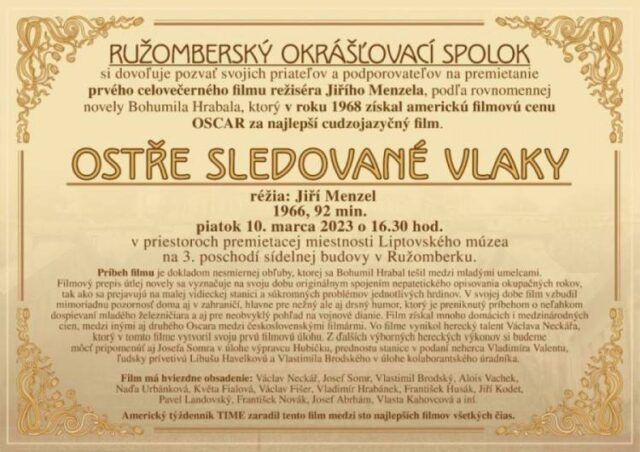 Dnes v Liptovskom múzeu o spoločenskom správaní a zajtra oscarový film