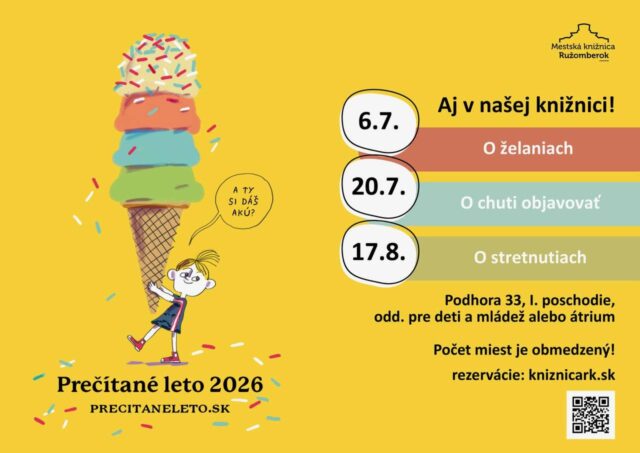 Prečítané leto v Ružomberku. Knižnica pozýva deti na čítanie aj tvorivé dielne