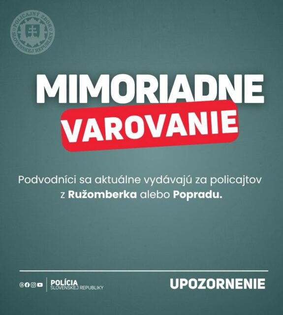 Mimoriadne varovanie: Falošní policajti v Ružomberku. Tu je návod, ako sa brániť